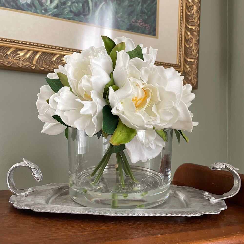 Vintage MCM Continental Silverlook Hand Wrought Tray - Chrysanthemum #597